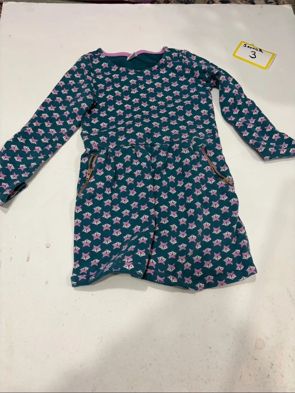Gymboree Teal Dress with Pink and White Fox Print